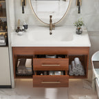 Mid-Century Modern 35.4" Bathroom Vanity with Integrated Sink