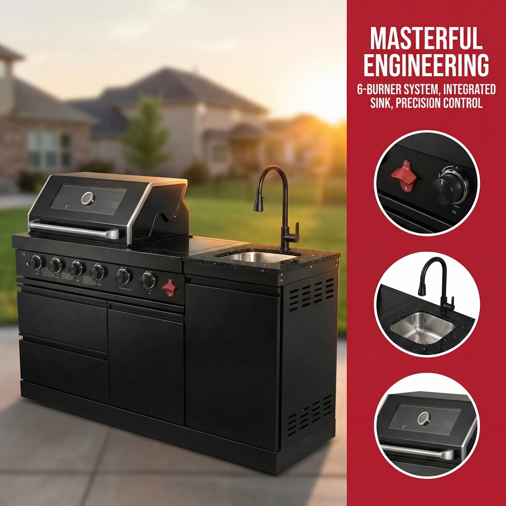 Deluxe Stainless Steel Propane Gas Outdoor Kitchen Grill