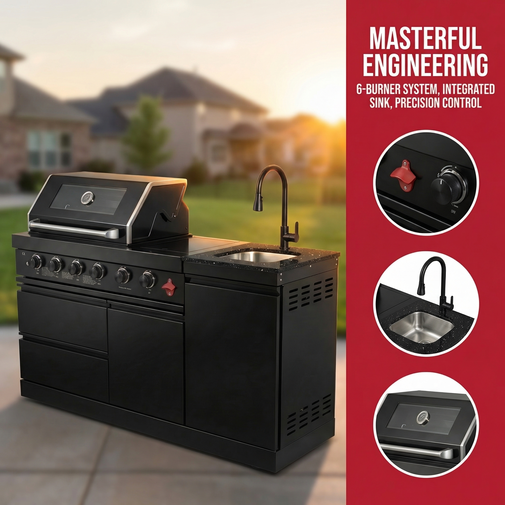Deluxe Stainless Steel Propane Gas Outdoor Kitchen Grill