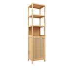 Storage Tall Slim Cabinet with Shutter Door and 3 Tier Shelves