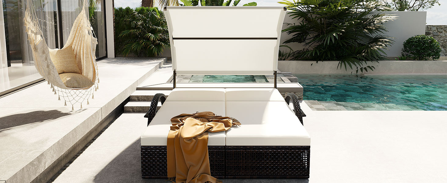 U_STYLE Outdoor Steel Frame Sun Lounger