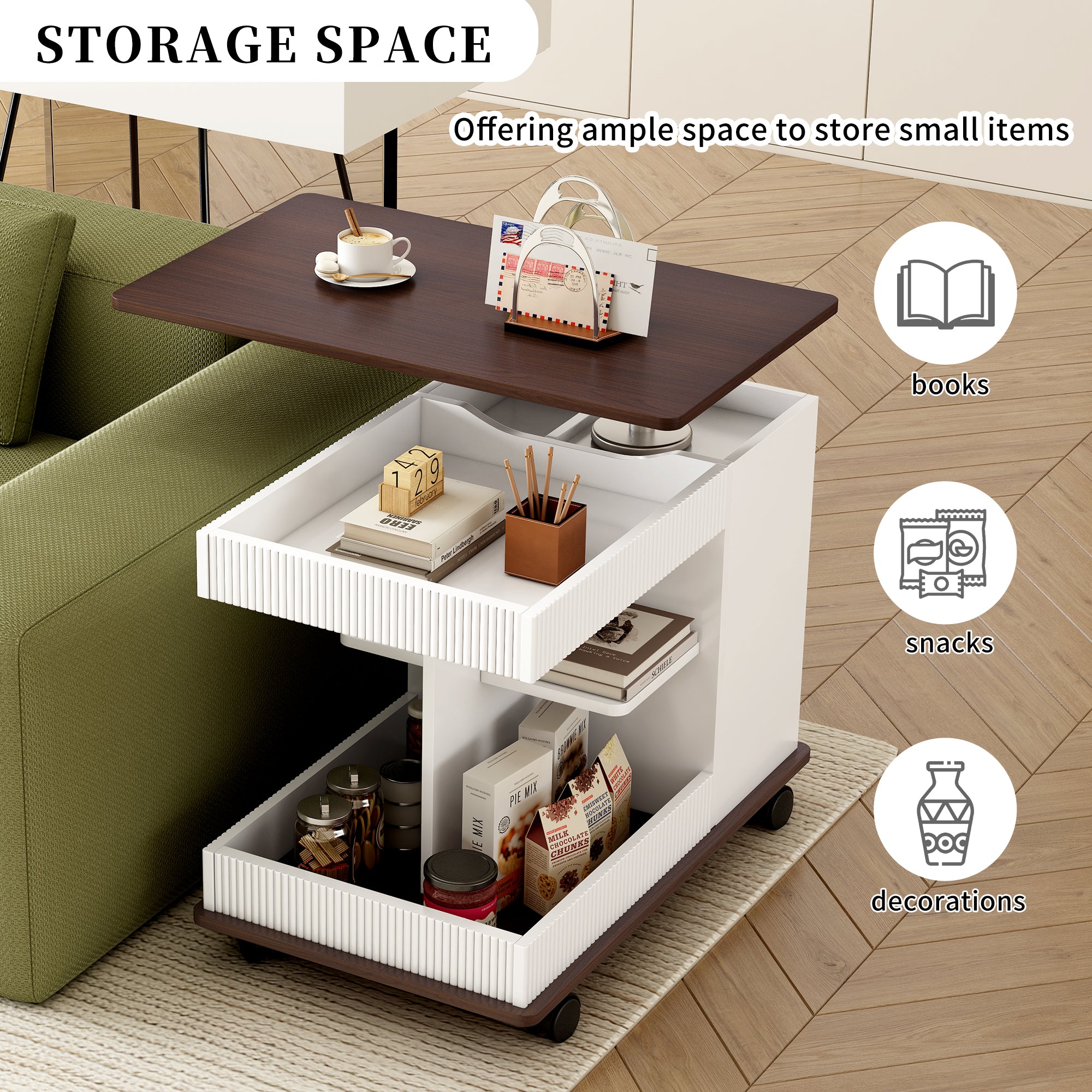 U-Can Adjustable End Table with Wheels