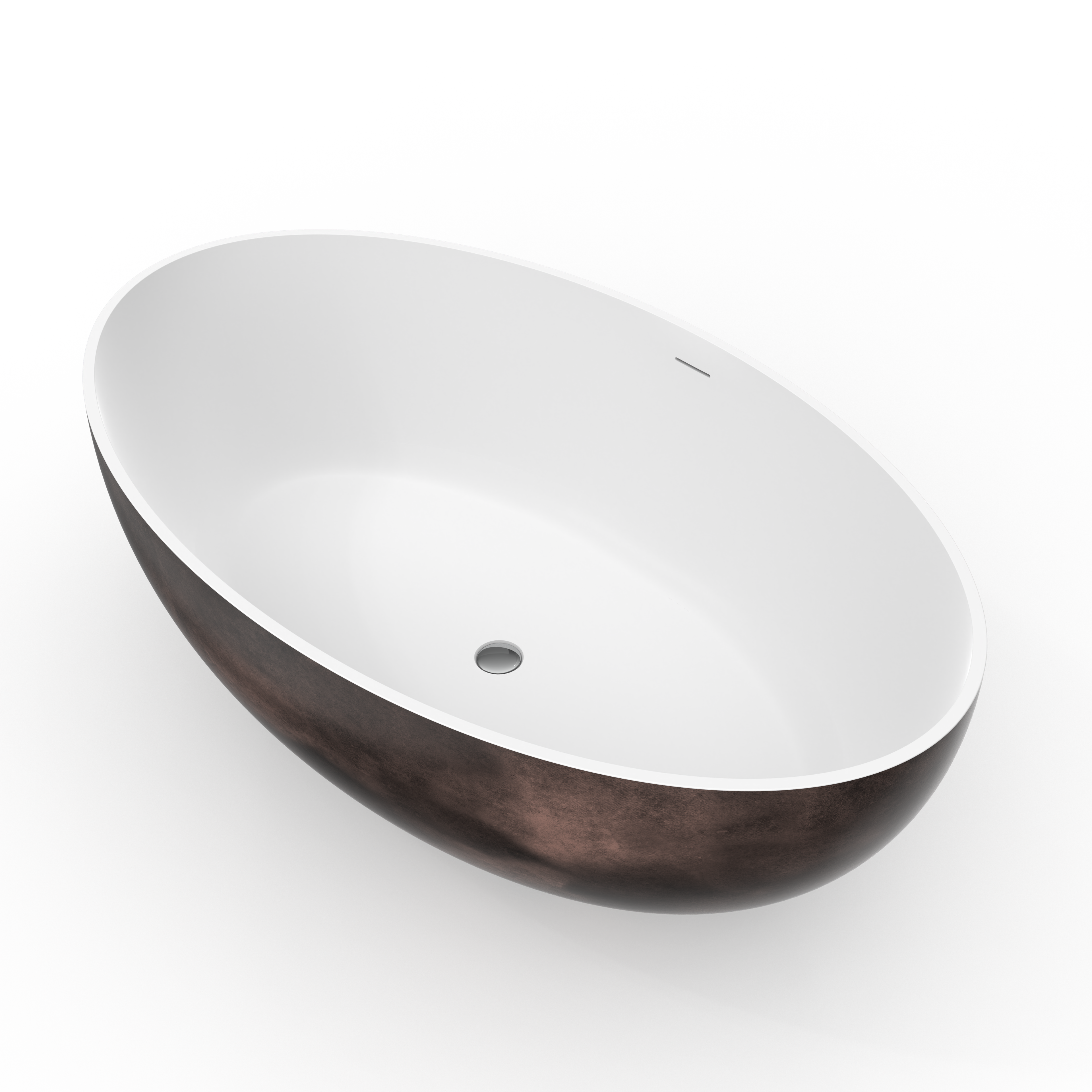 67 Inch Freestanding Solid Surface Soaking Bathtub