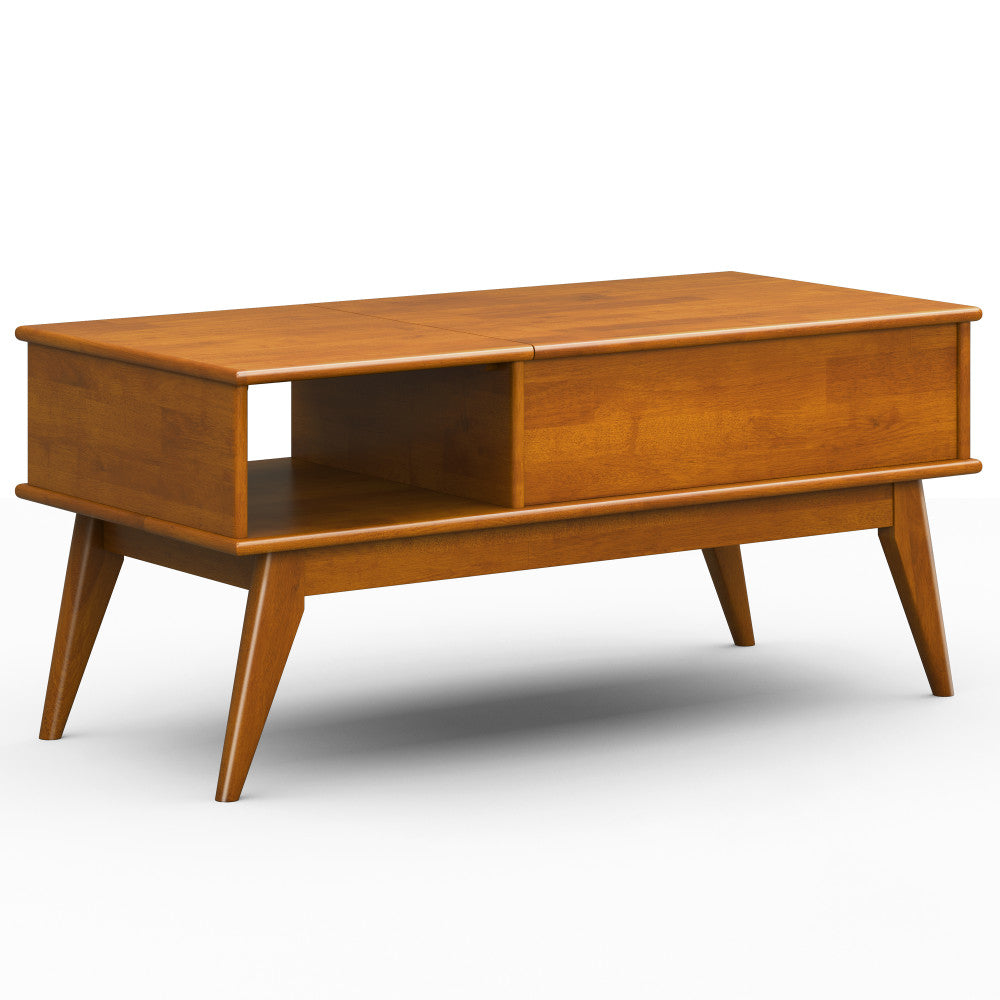 Draper 48 Inch Wide Solid Wood Lift Top Coffee Table in Teak
