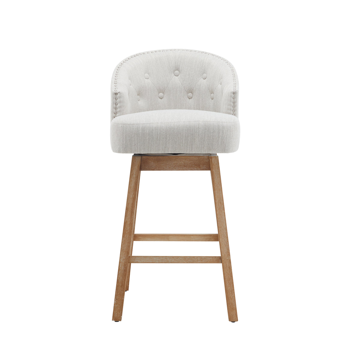 32.25" Swivel Counter Stools Set of 2, Upholstered Counter Height Bar Stools with Solid Rubber Wood Frame, Backrest, Footrest, Armless Barstools for Home Bar, Kitchen Counter