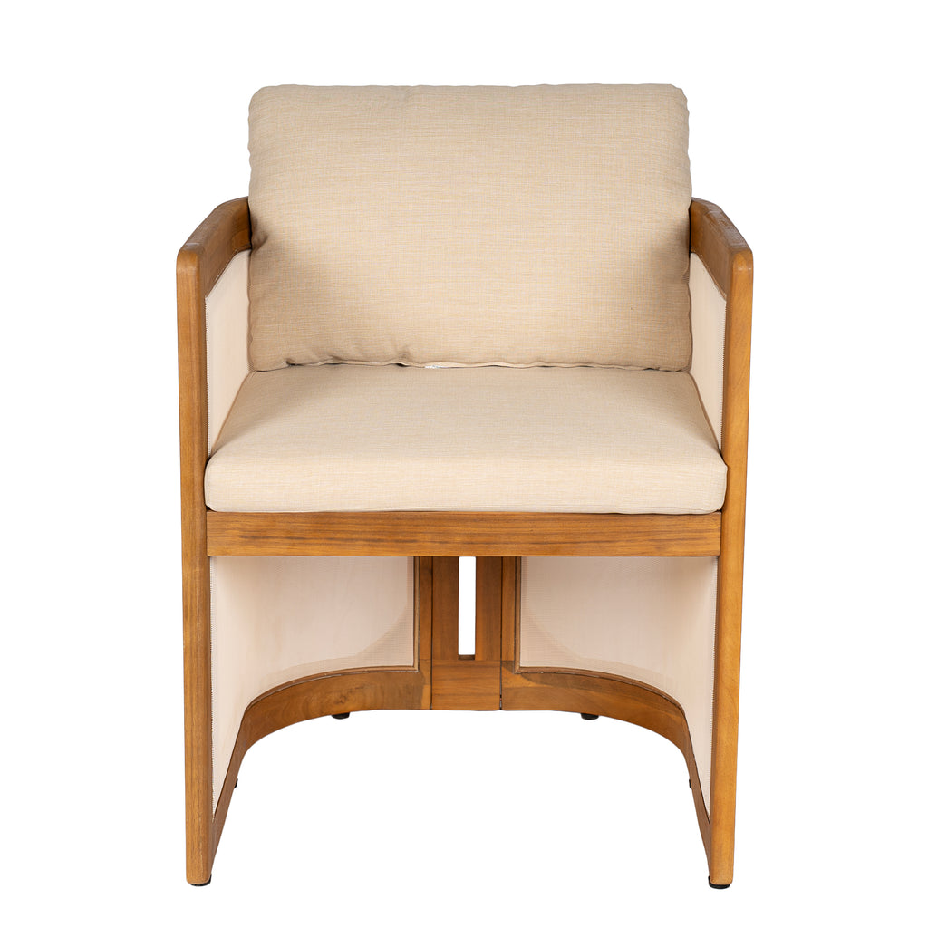 Set of 2 Outdoor Patio Dining Armchairs, Acacia Wood Frame with Textilene Side Panels, Patio Chairs with