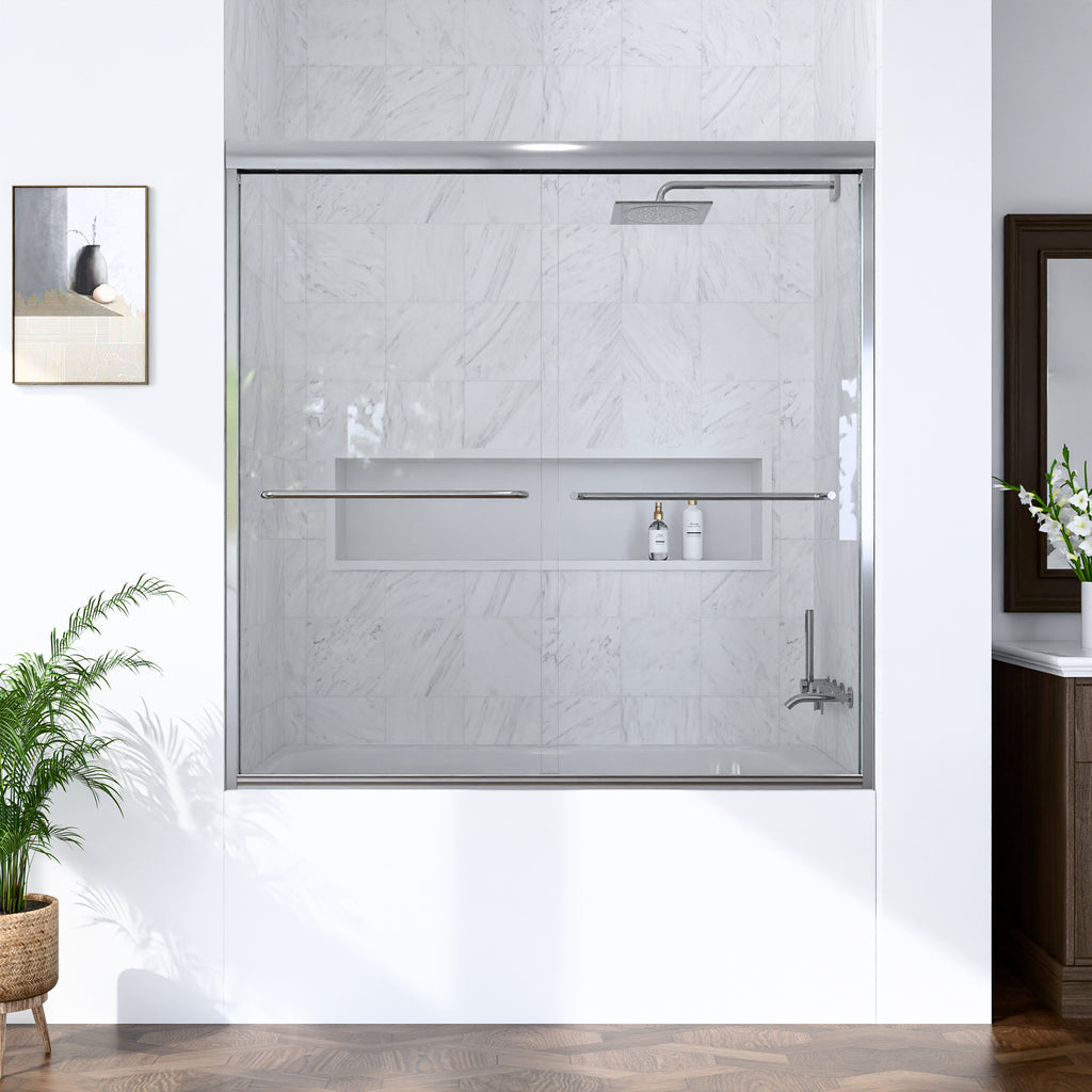 56"-60"W*60" H Semi-Frameless Double Sliding Shower Door