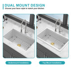 32" Undermount Single Bowl Fireclay Kitchen Sink