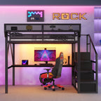 Full Loft Bed with Desk and Charging Station