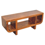 Solid Wood Orion Curved Media Unit, 3 Open Slots, Chestnut