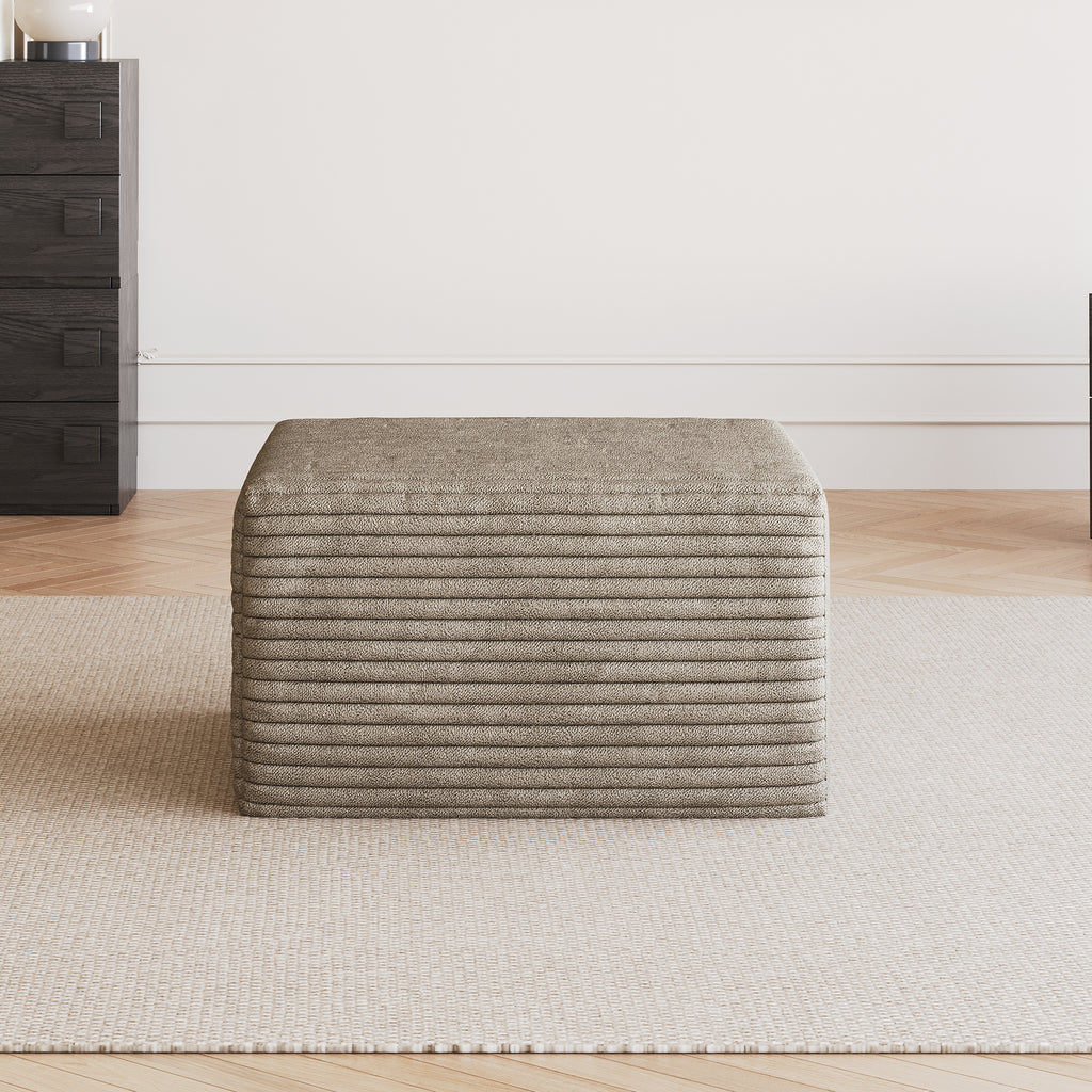 Camel Plush Corduroy Sofa Ottoman
