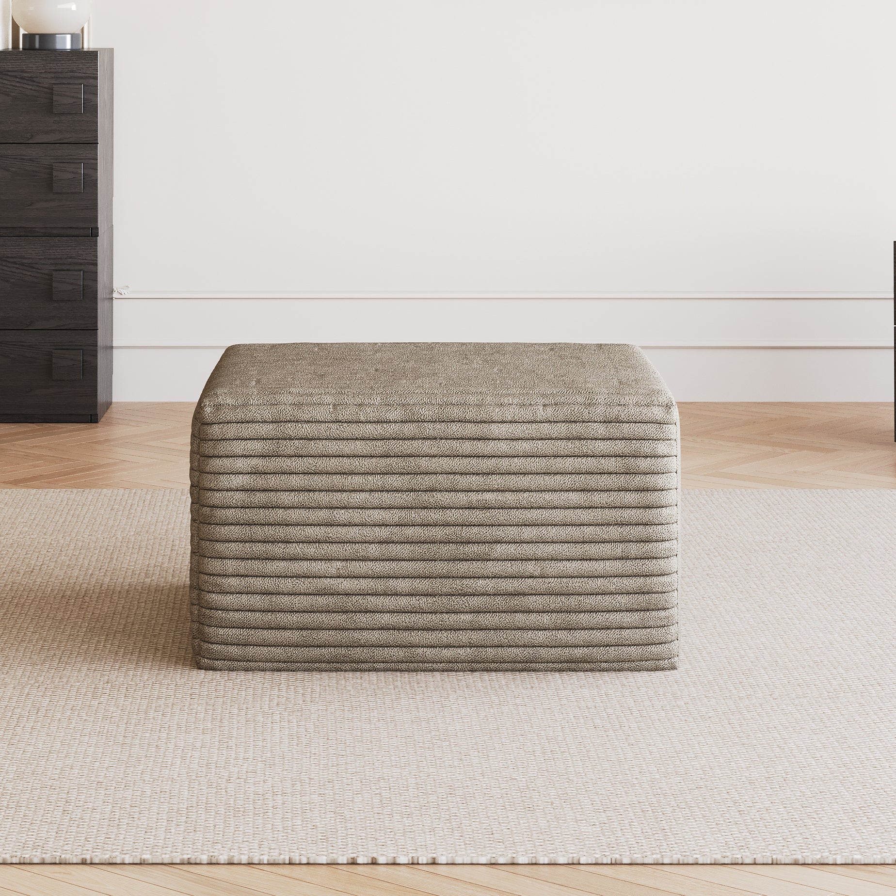 Camel Plush Corduroy Sofa Ottoman
