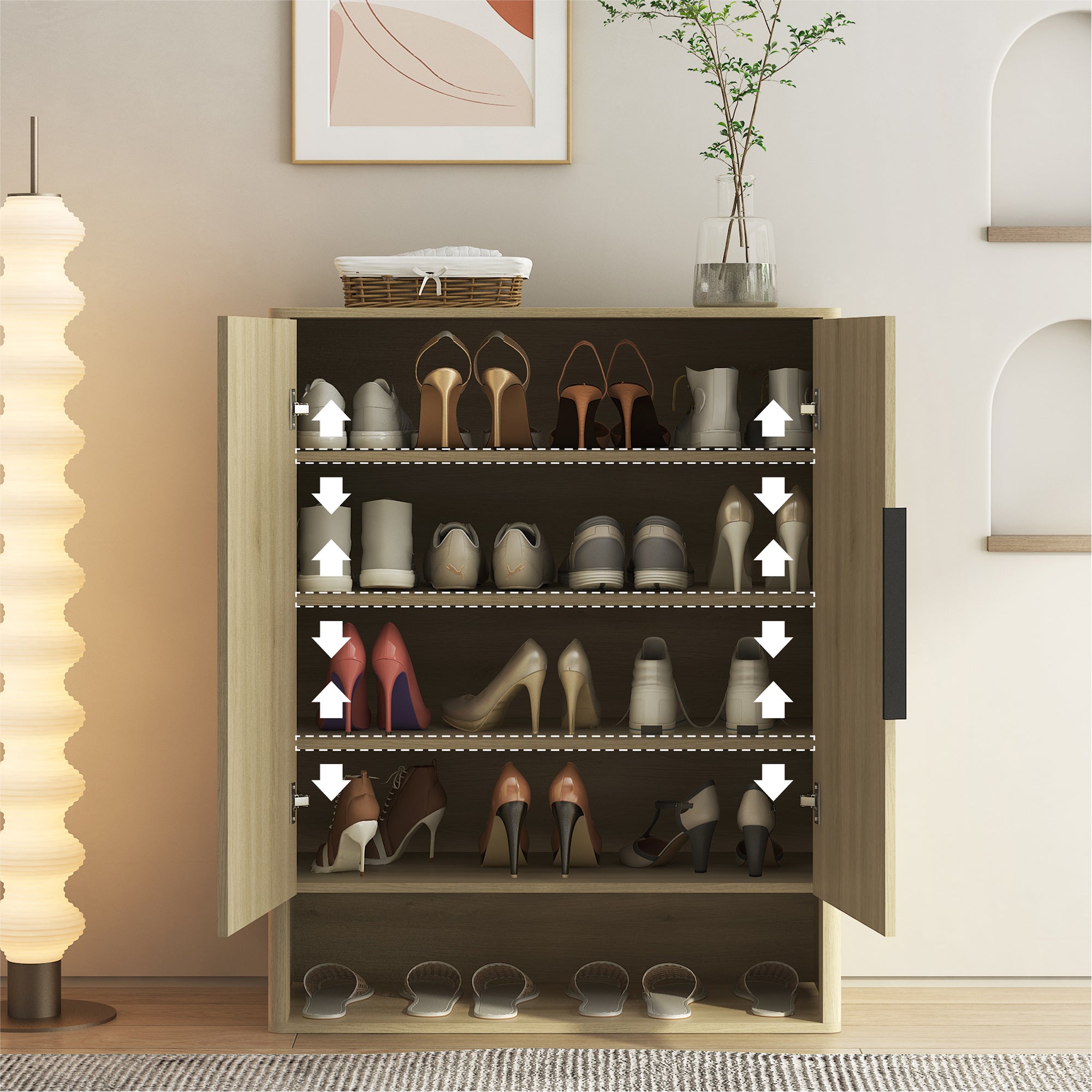 Wooden Shoe Storage Cabinet with Doors