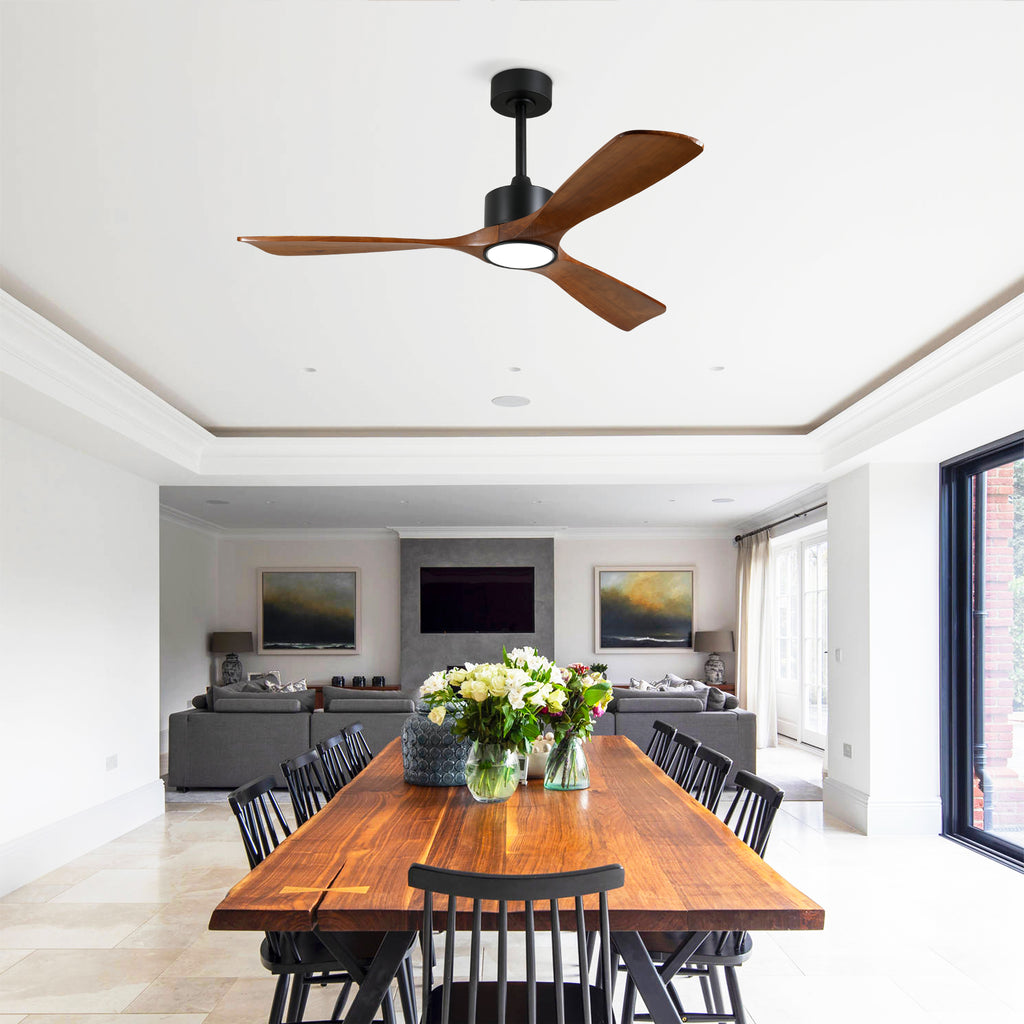 52 Inch Solid Wood Ceiling Fan With Light Kit