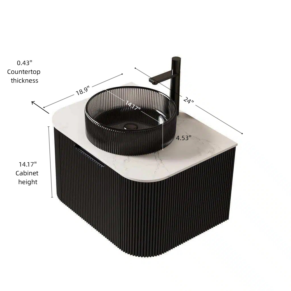 Dina 24" Bathroom Vanity & Sink, Floating Curved Edges