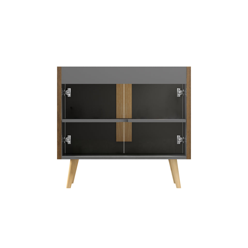 Etna 36-Inch Bathroom Vanity, Walnut Striped, Handless Modern Design