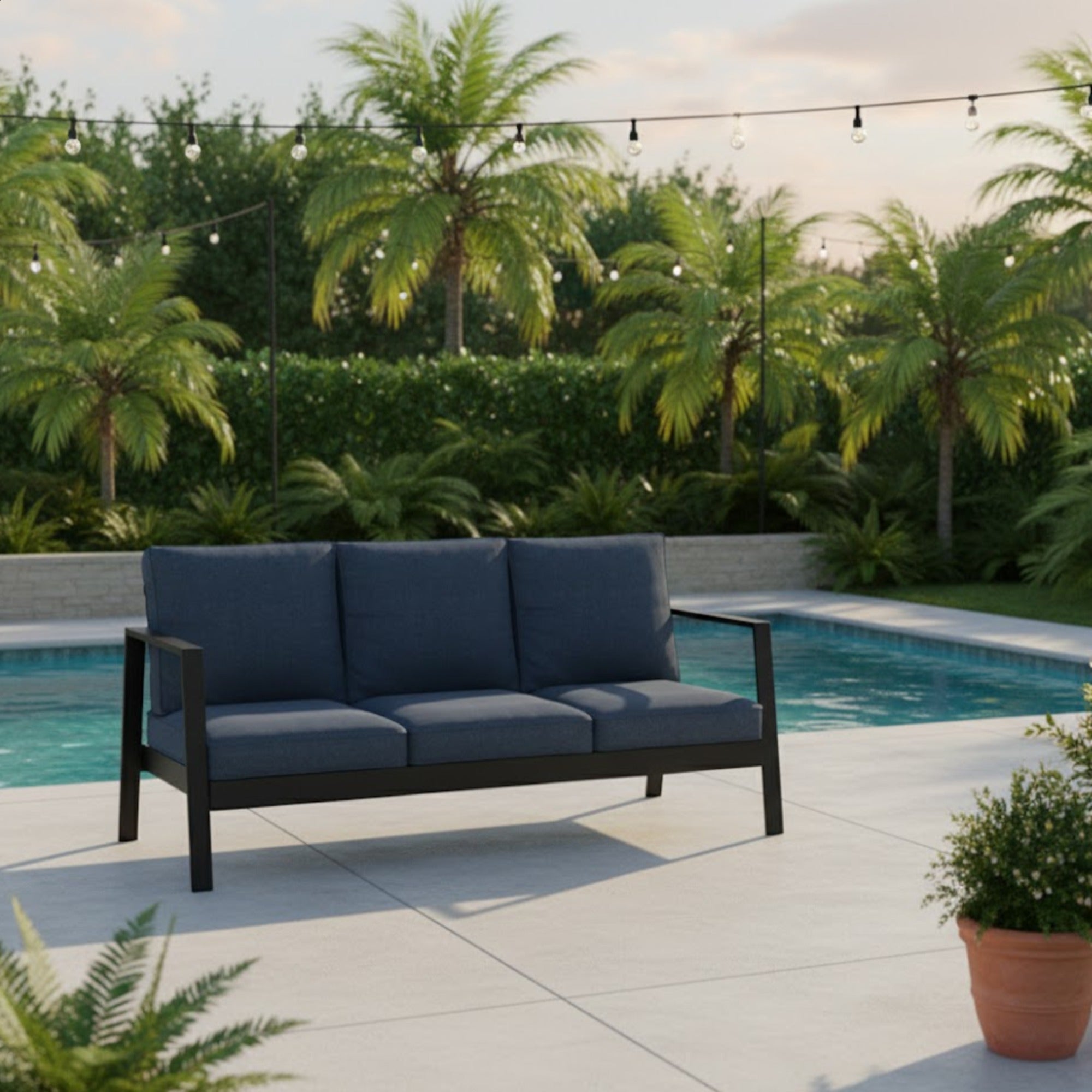 75" All-Weather Aluminum 3-Seat Patio Sofa