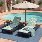 Black Acacia Wood Chaise Lounge with Cushion Set