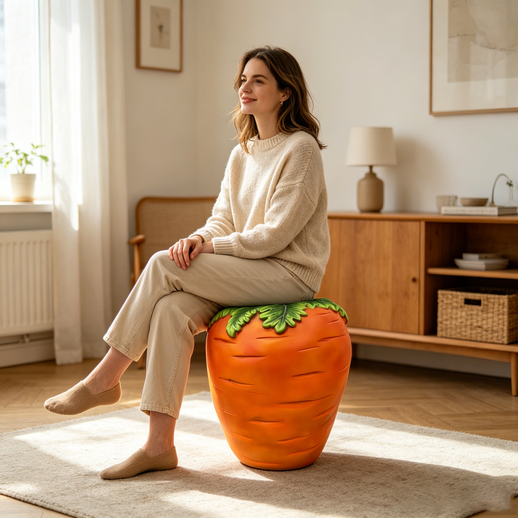 16" Oversized Carrot Shaped Resin Stool