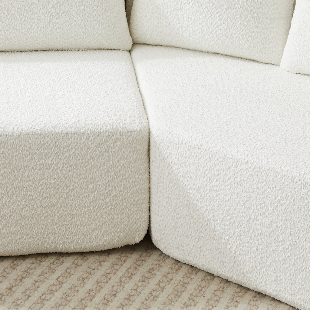 106.3-Inch V-Shaped Modular Sofa Set in Chenille Fabric