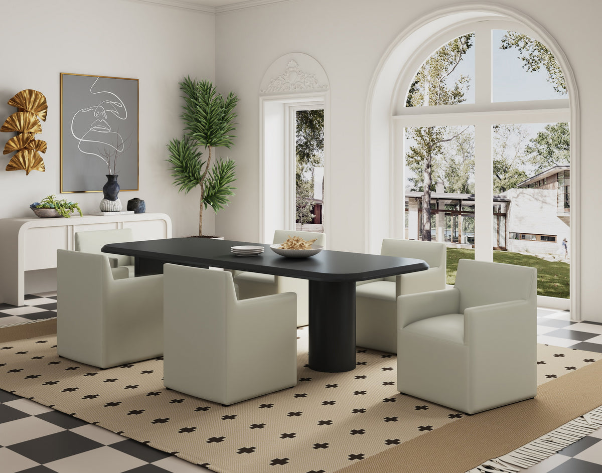 Anna Square Vegan Leather Armchair in Stone