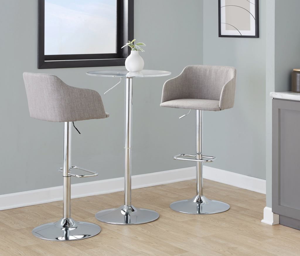 Contemporary Adjustable Barstool with Swivel in Light