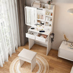 Small Makeup Vanity Desk with Mirror & Adjustable LED Lights
