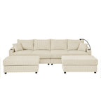 U-Shaped Couch with Storage and 2 Ottomans