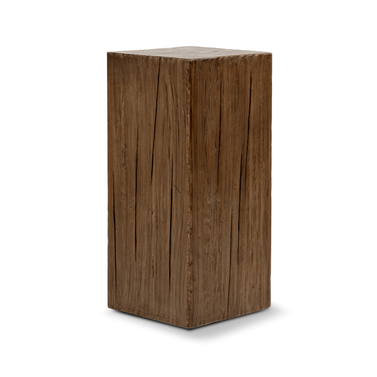 Umber Solid Reclaimed Pine Wood Side Table, 25.5-Inch, Brown