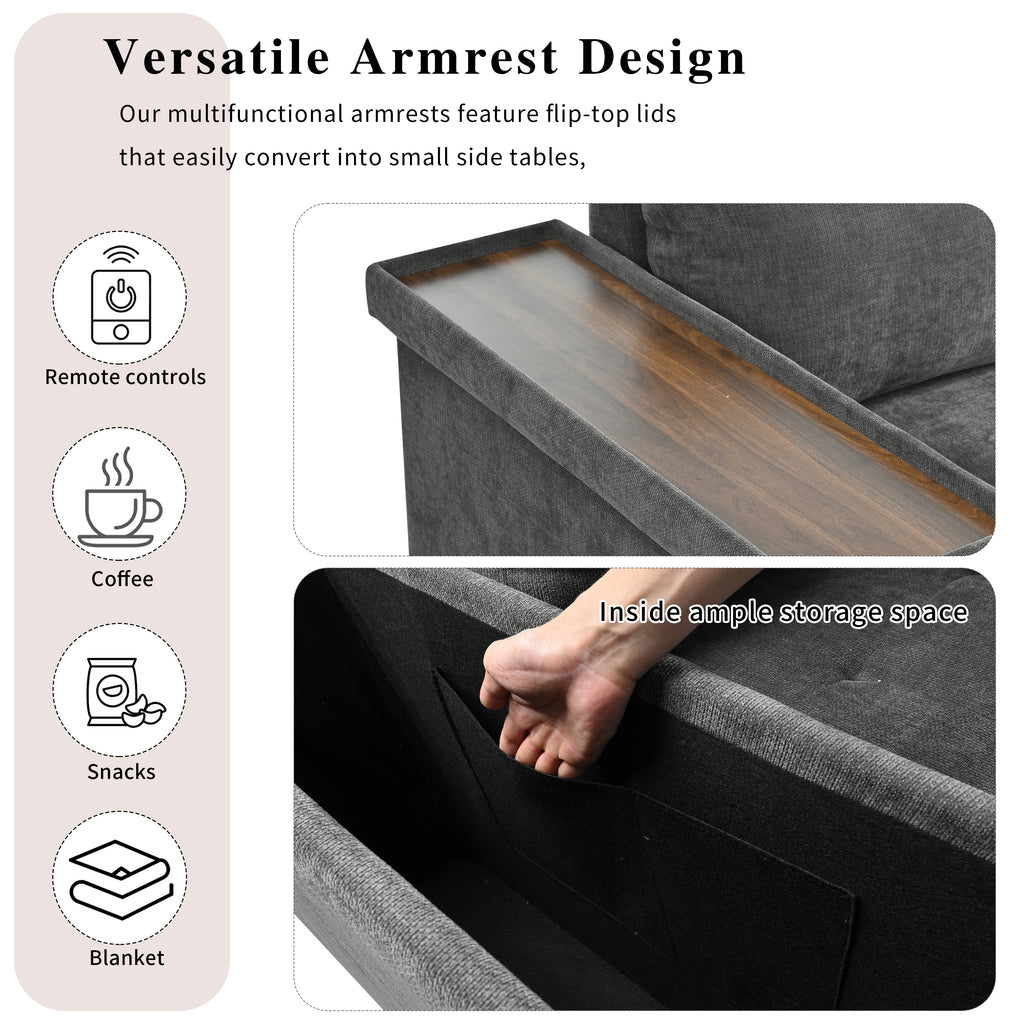 Mirod 91.5-Inch L Shaped Couch with Pull Out Bed
