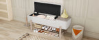 TREXM Farmhouse Upholstered Storage Bench