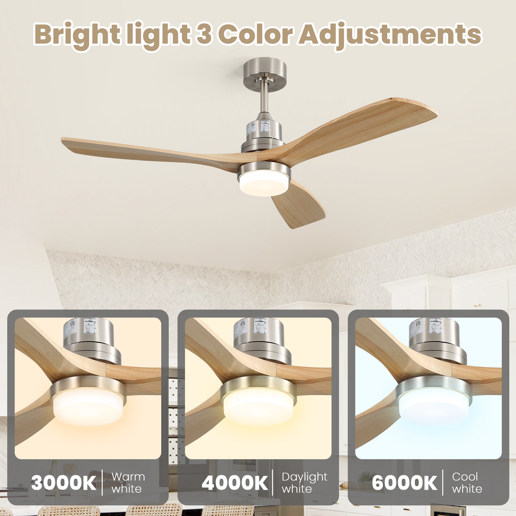 Indoor 52 Inch Ceiling Fan With Dimmable LED Light