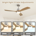 Indoor 52 Inch Ceiling Fan With Dimmable LED Light
