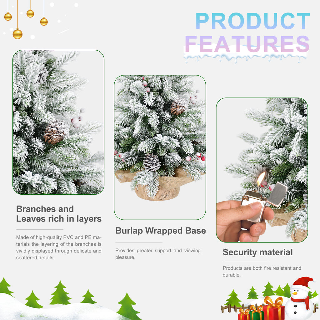 3FT Flocked Tabletop Christmas Tree