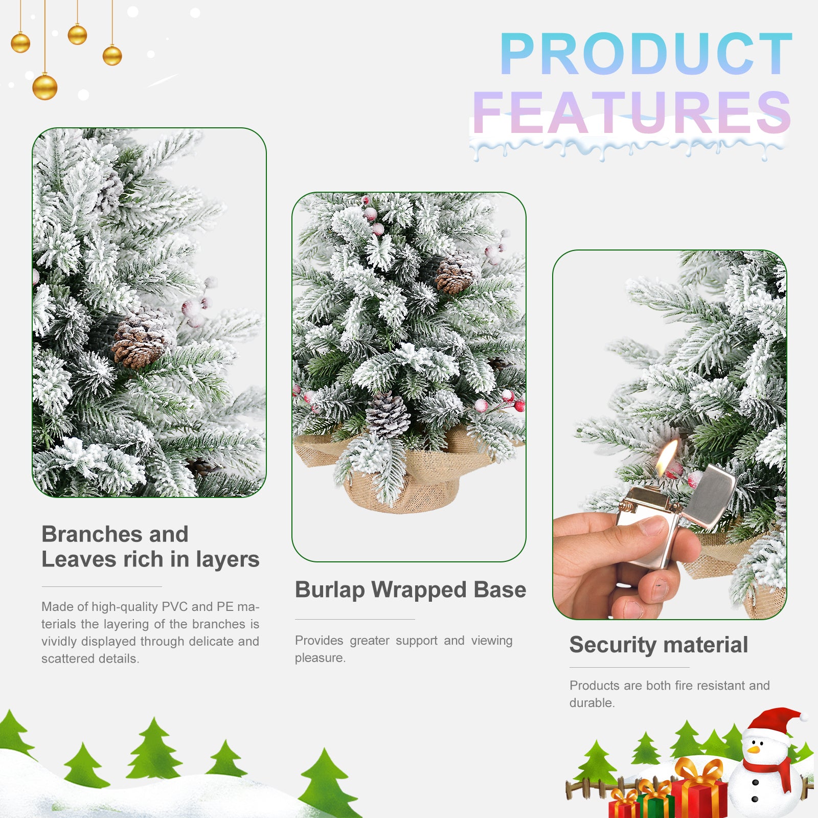 3FT Flocked Tabletop Christmas Tree