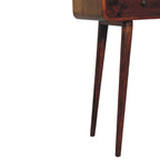Solid Wood Chestnut Curved Hallway Table, 2-Drawers, Nordic Legs
