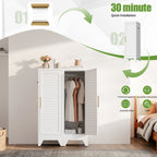 Narrow Metal Storage Closet with Single Louvered Door