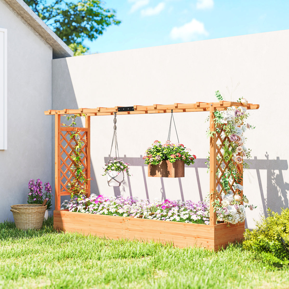 Outsunny Raised Garden Bed with Trellis