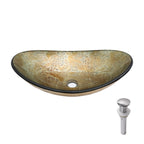 Artistic Tempered Glass Elegant Gold-Foil Glass Vessel Sink