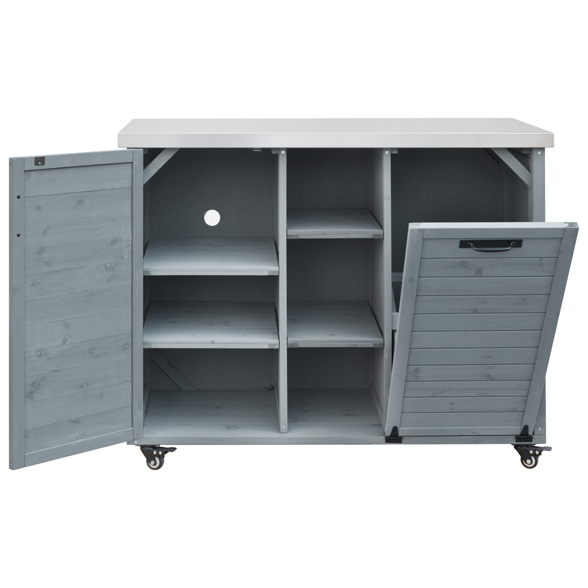 K&K 78.3' Outdoor Kitchen Island with Foldable Grill Table