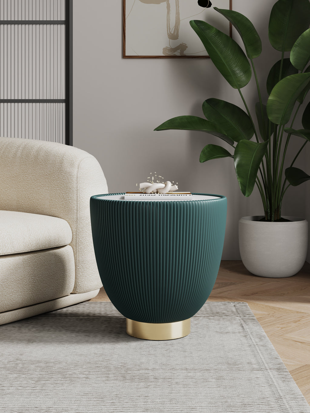 Anderson Sintered Stone Top Upholstered End Table