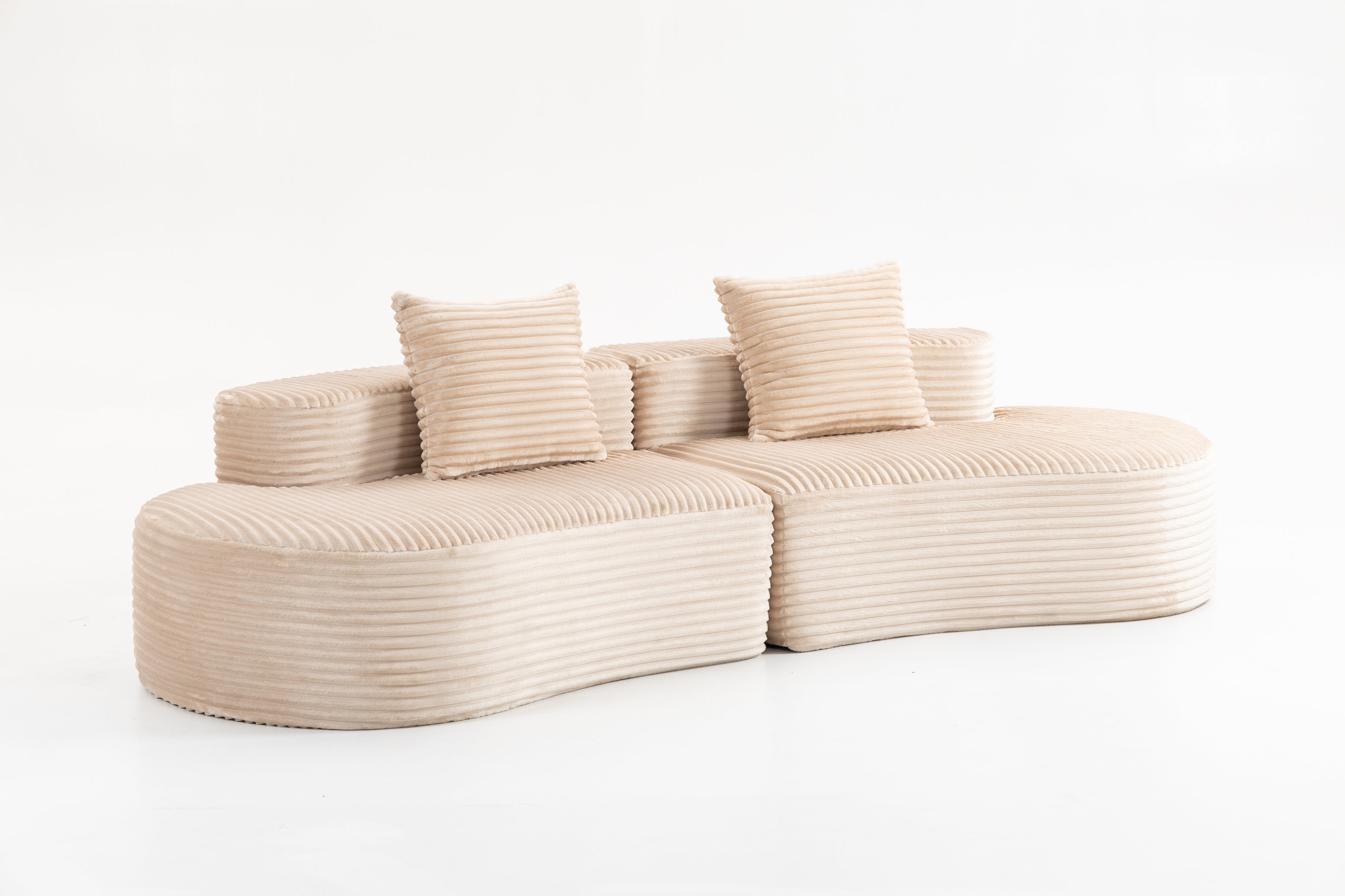 110.24" Fully Compressed Corduroy 2-Seater Couch with Lumbar Pillows