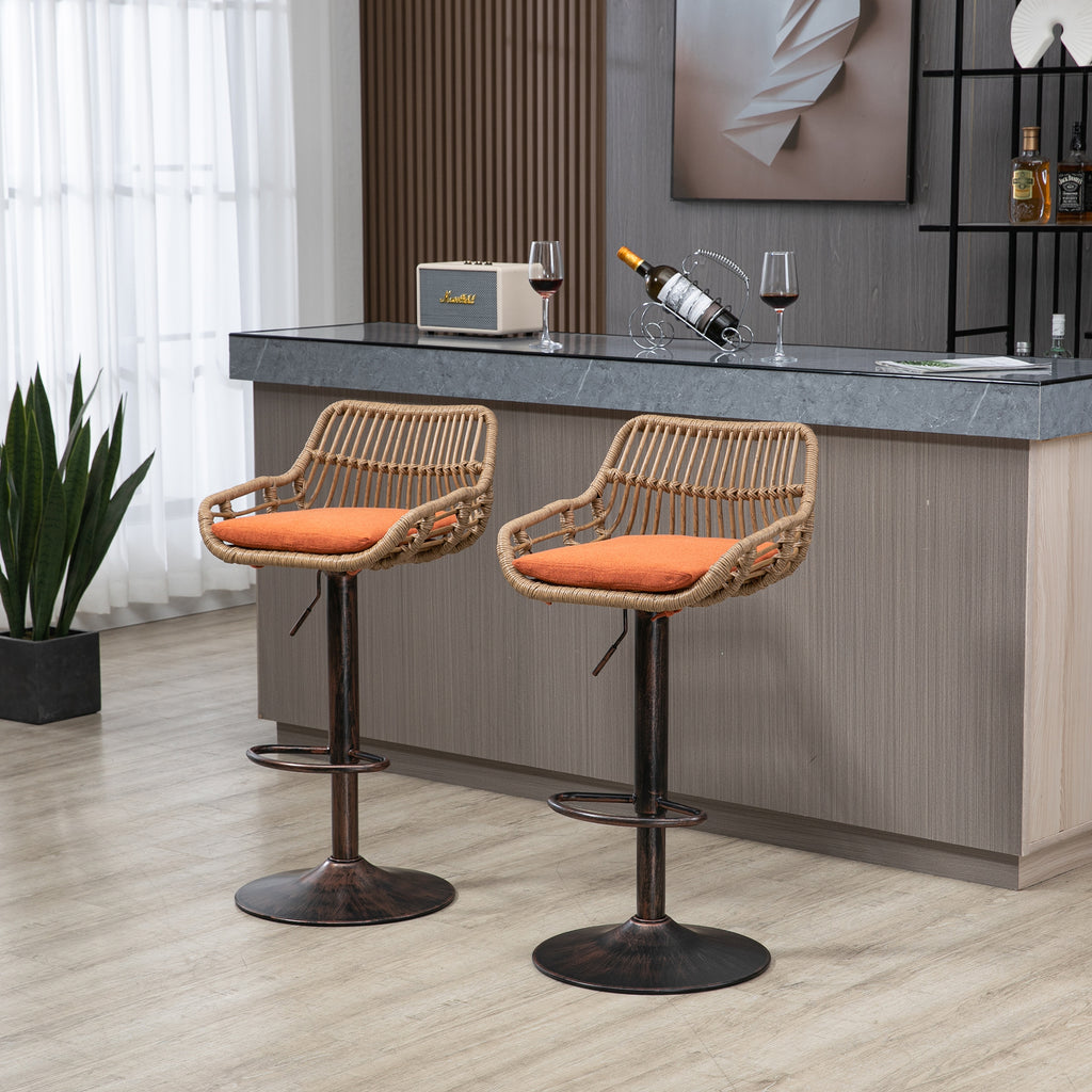 Modern Swivel Bar Stools Set of 2 Adjustable Counter Height Chairs