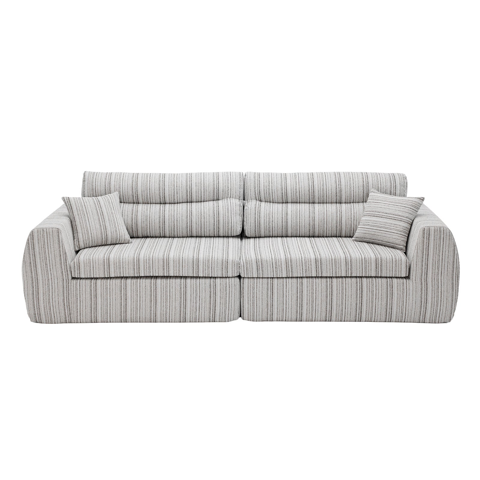 Chenille Stripe Fabric Compressed Sponge Sofa, 3-Seater