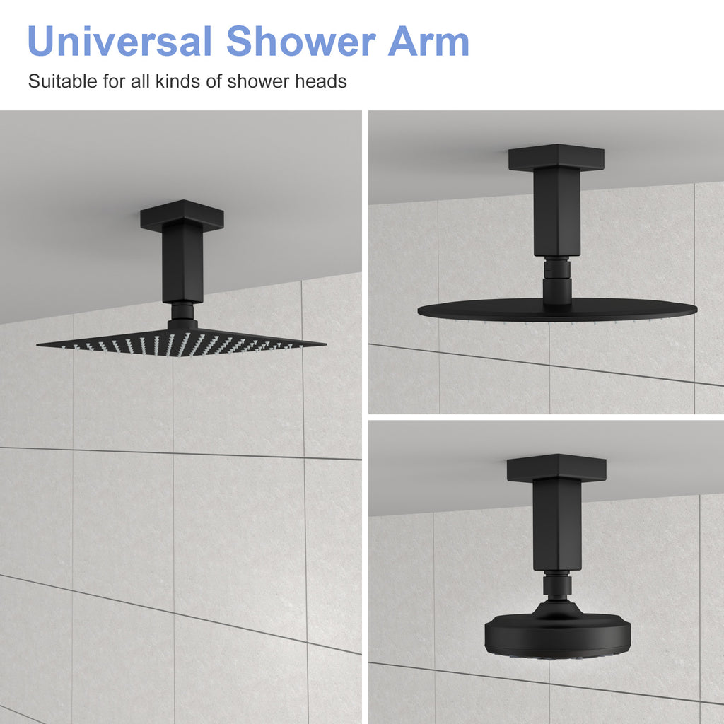3-Inch Ceiling Mounted Shower Arm with Flange - Matte