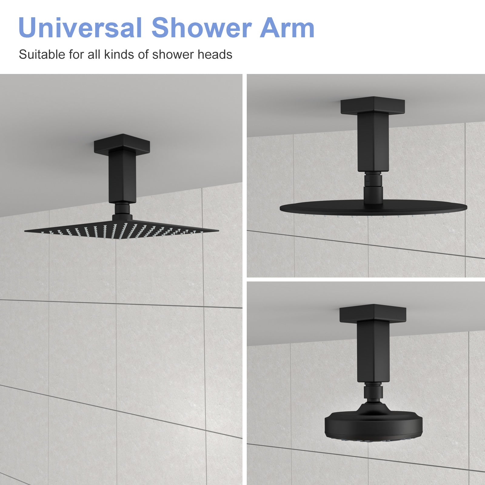 3-Inch Ceiling Mounted Shower Arm with Flange - Matte