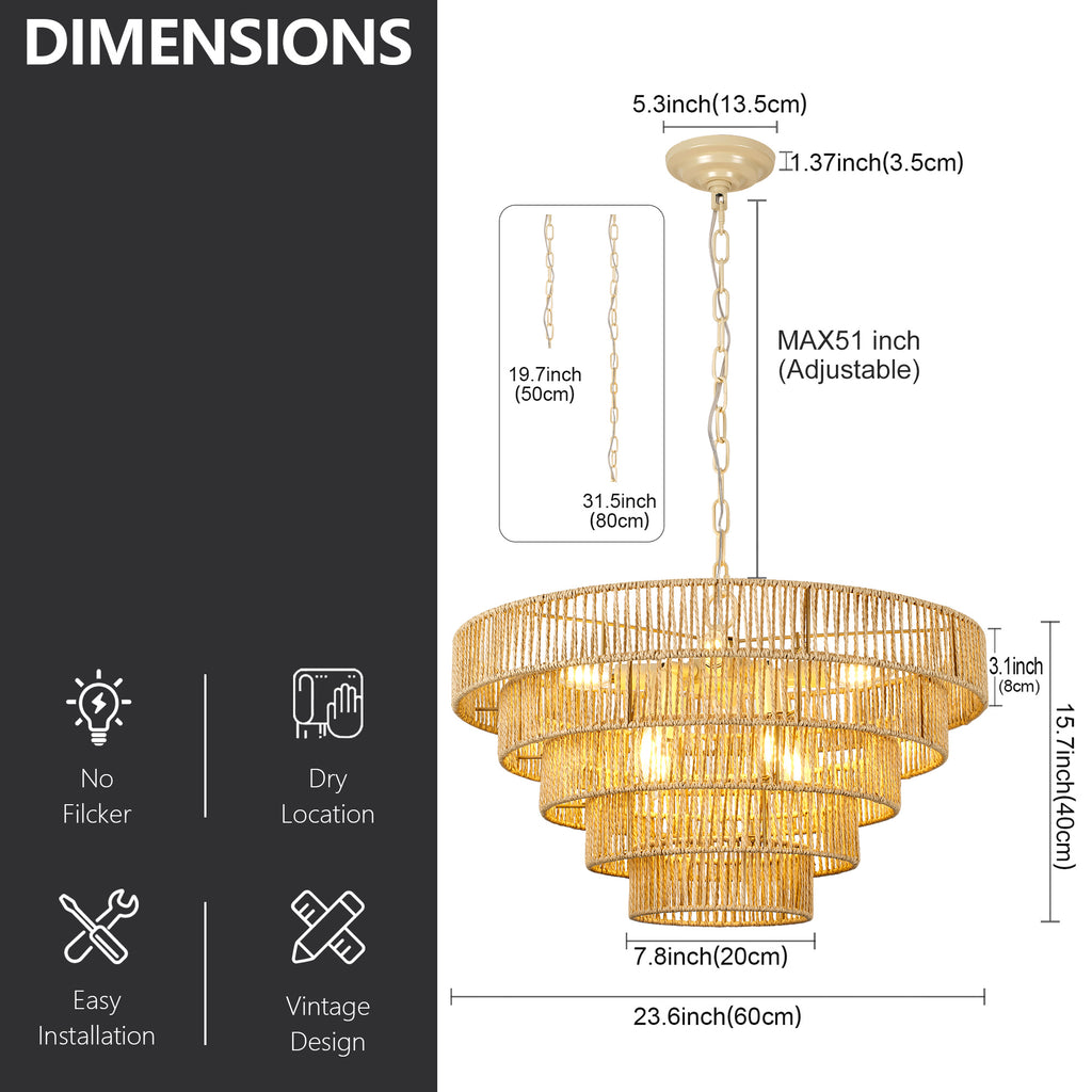 23.62" Tiered Chandelier, 5-Tier