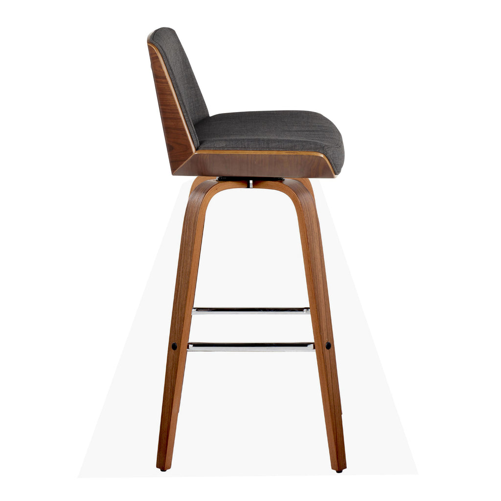 30" Mid-Century Modern Fixed-Height Barstool with Swivel