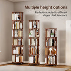 Solid Wood Rotating Bookshelf on Wheels - 4 Tier