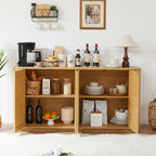 64-Inch Wave Shaped TV Stand with Rattan Doors